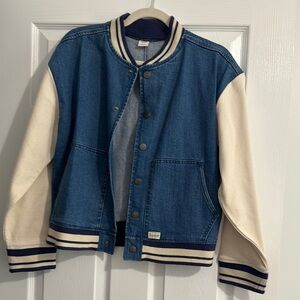 Crewcuts Blue and Cream Jean Jacket with Ribbed Trim
